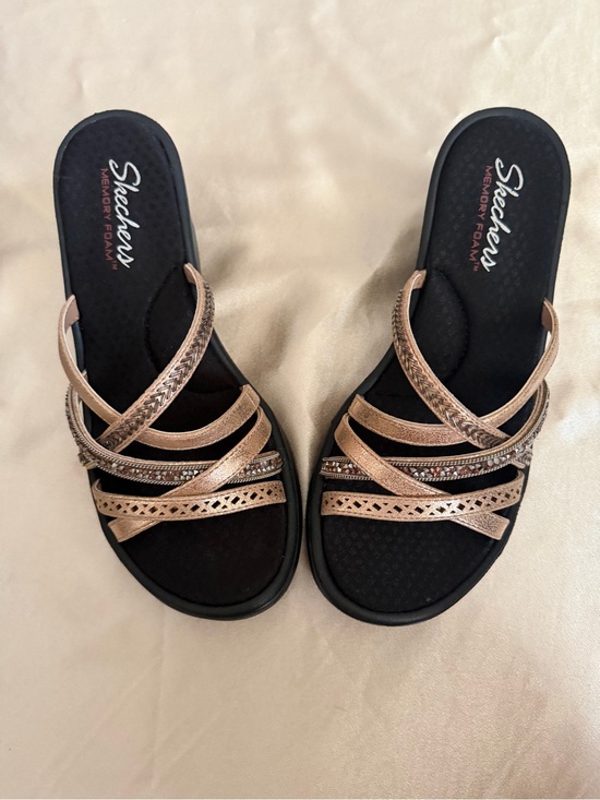 Skechers Shoes - Skechers Cali Rumbler Wave - New Lassie Wedge Sandals, Rose Gold, Size 8